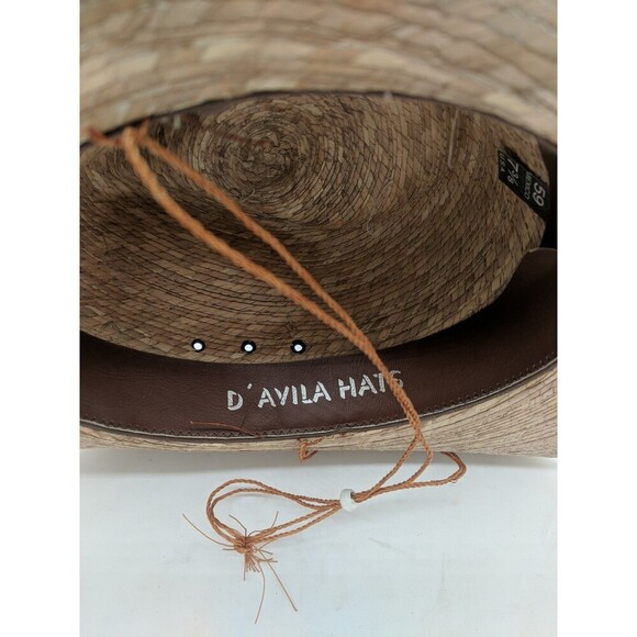 D'avila Palm Straw Black & White Rope Western Hat Made In Mexico Size 59-7 3/8 - Picture 6 of 9